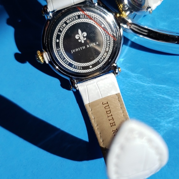 Judith Ripka Diamonique White Leather Watch - Picture 6 of 8